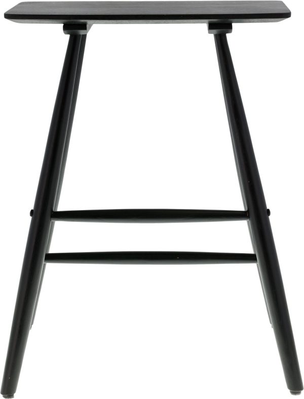 Høj Skammel Bast 46,5x28x64 cm Sort Massiv eg